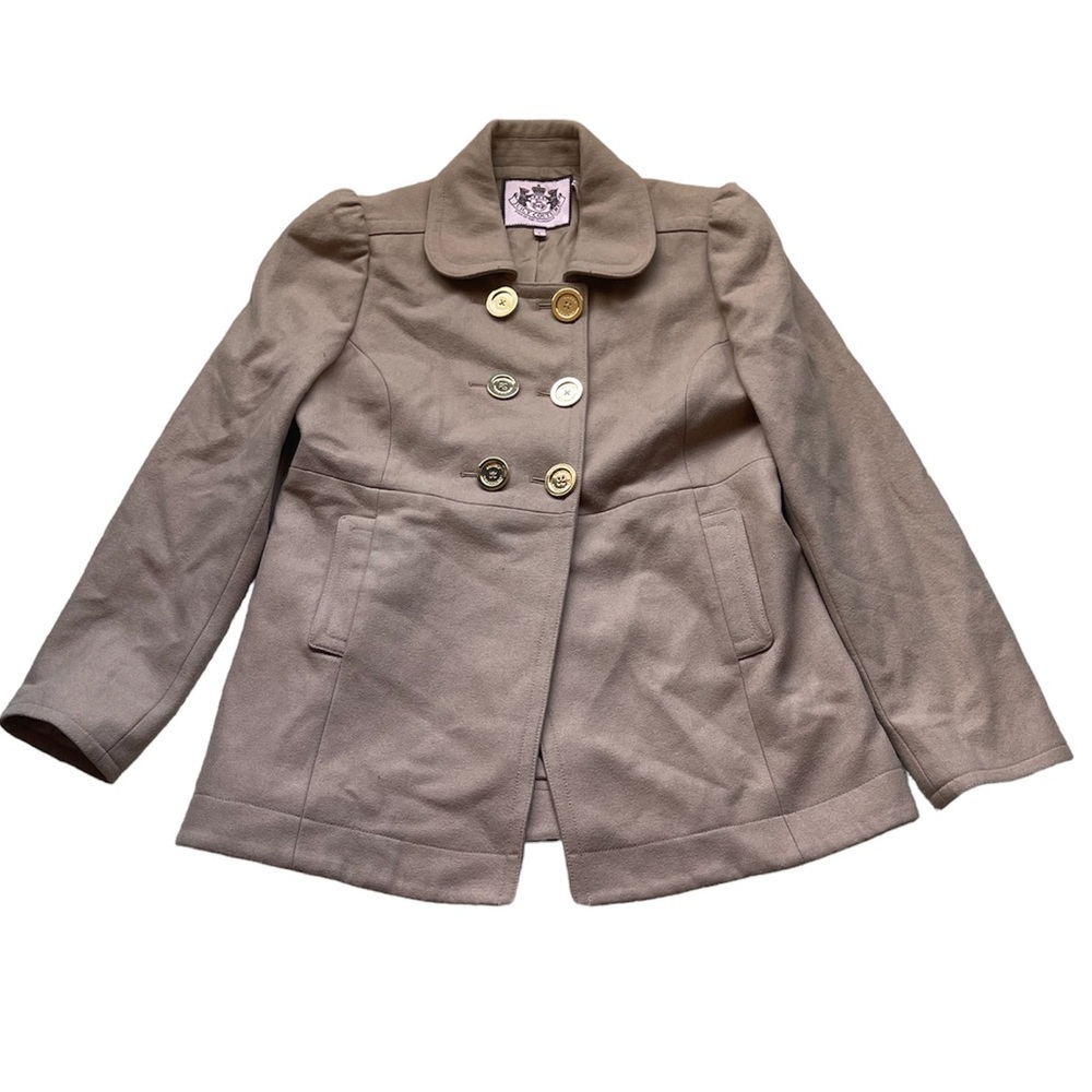 Juicy Couture Camel Wool Blend Pea Coat Size Large